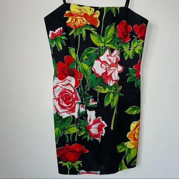 David Meister Floral Print Strapless Sheath Dress Size 4 - Picture 1 of 9